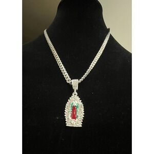 Chain and medal‎ of the Virgin of Guadalupe 14k gold laminated White New